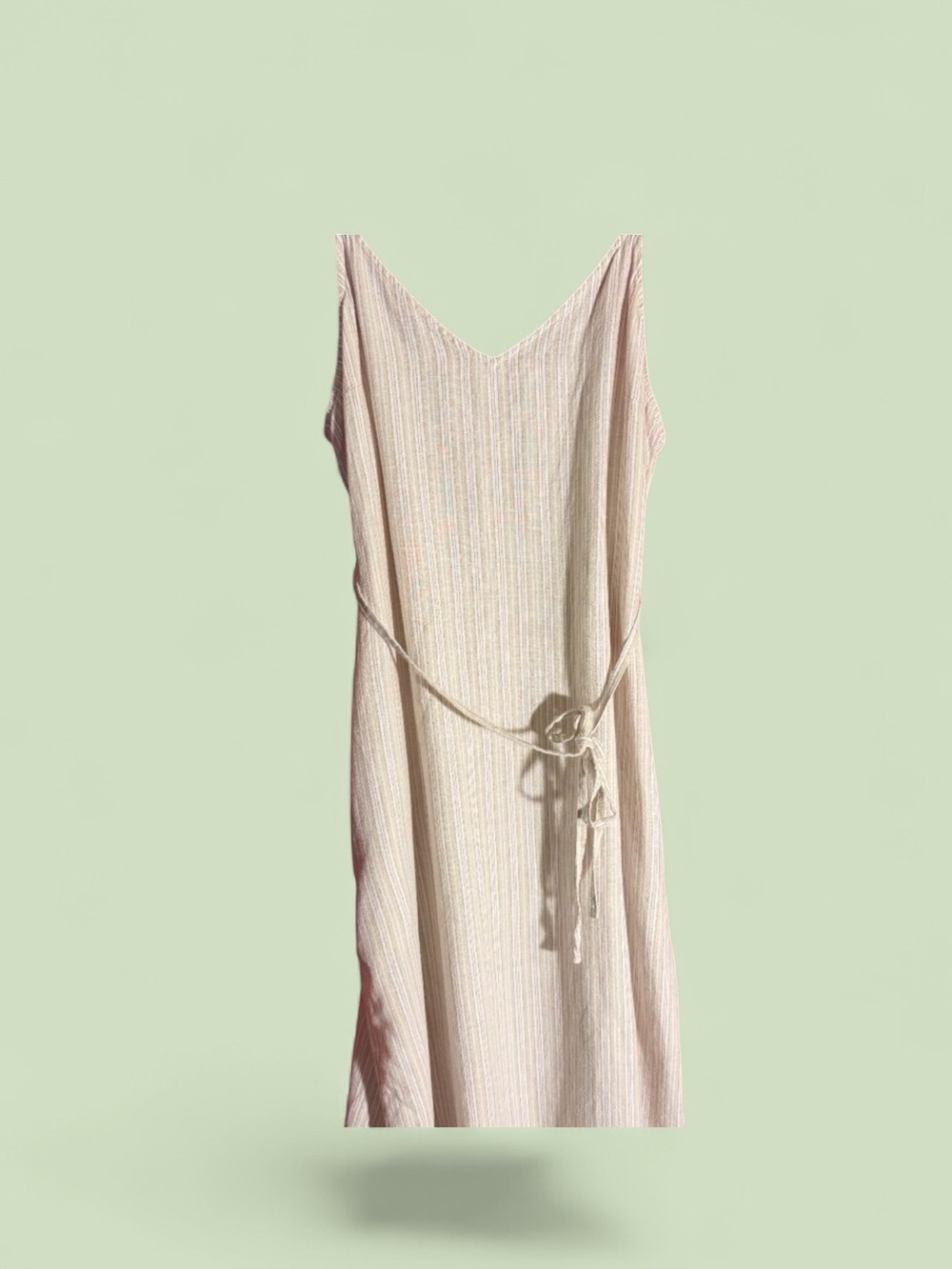 Time and Tru Beige and White Strip Linen Blend Slip Dress Sz XL